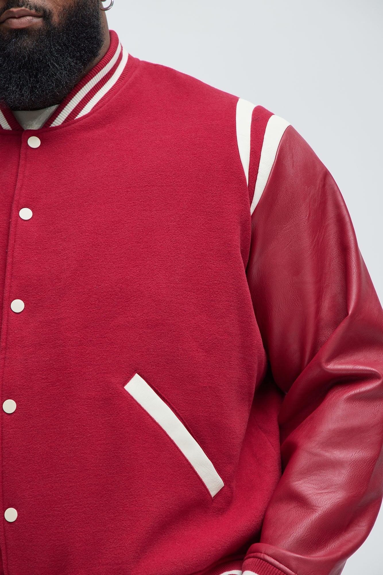 Shoulder Varsity Jacket - Red Product Image