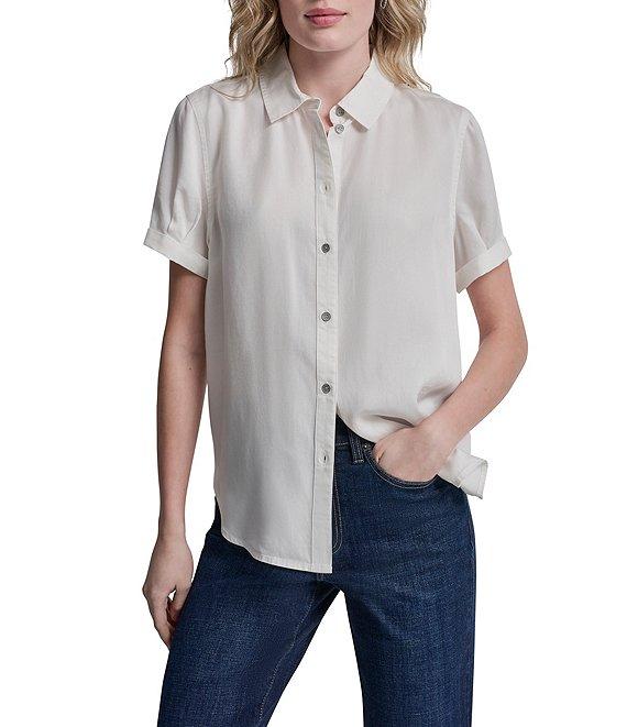 DKNY Jeans by Donna Karan Tencel Point Collar Short Sleeve Button Front Shirt Product Image