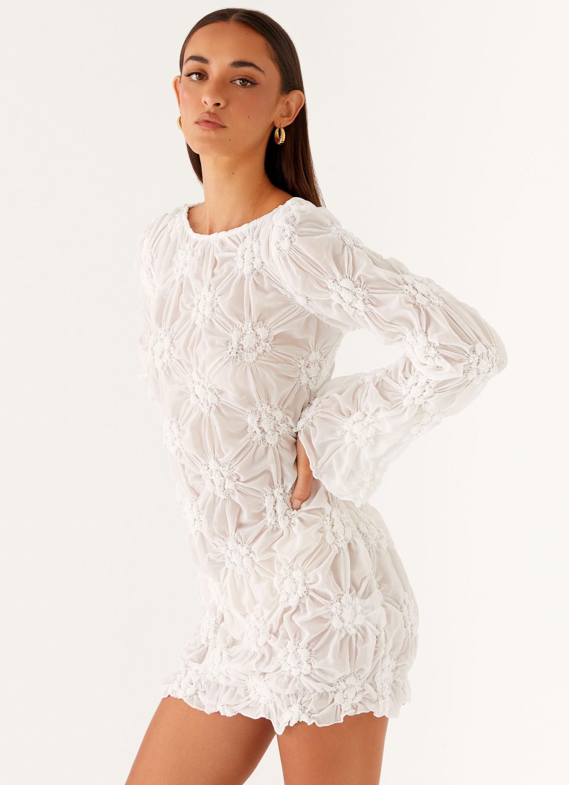 Mia Long Sleeve Dress - Ivory Product Image