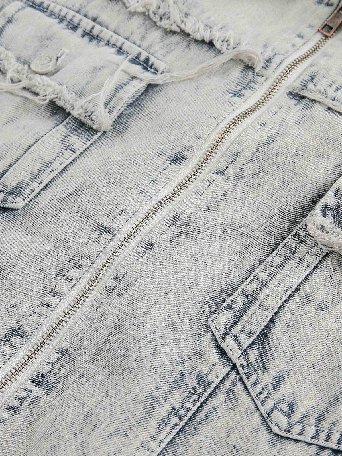 Aelfric Eden Fringe Denim Zip Up Shirt Product Image