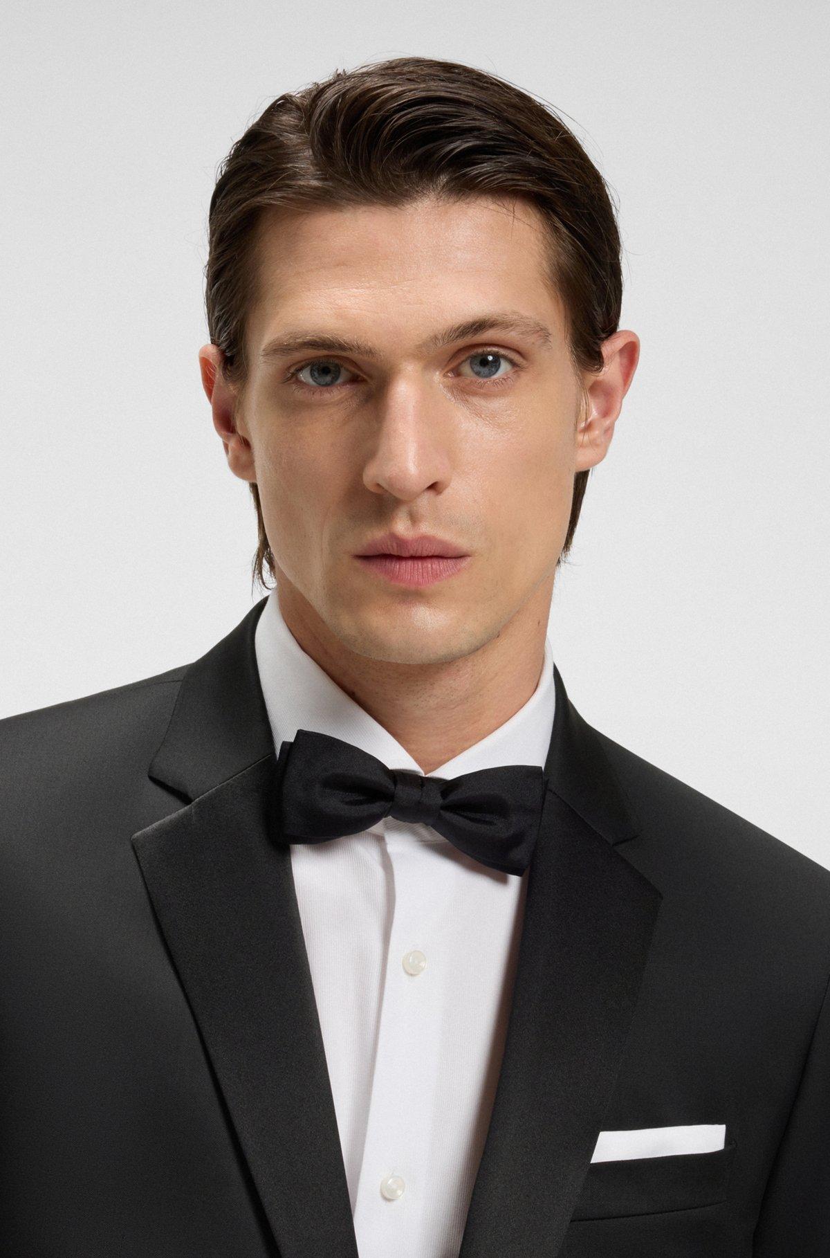 BOSS - Slim-fit tuxedo jacket in virgin-wool serge - Black Product Image