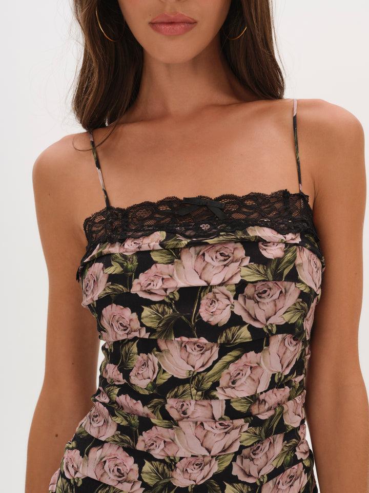 Fallen Rose Mini Dress — Black Product Image