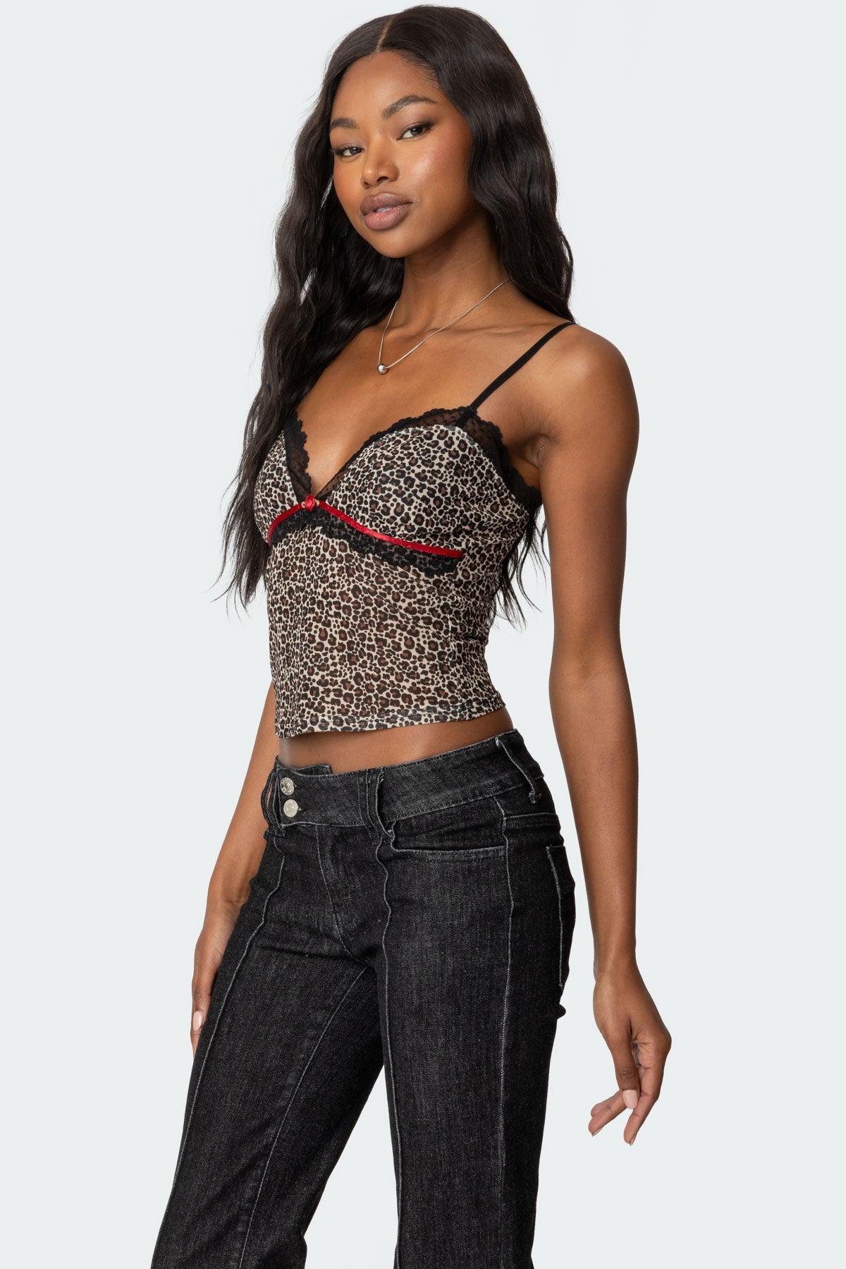 Lacey Leopard Mesh Tank Top Product Image