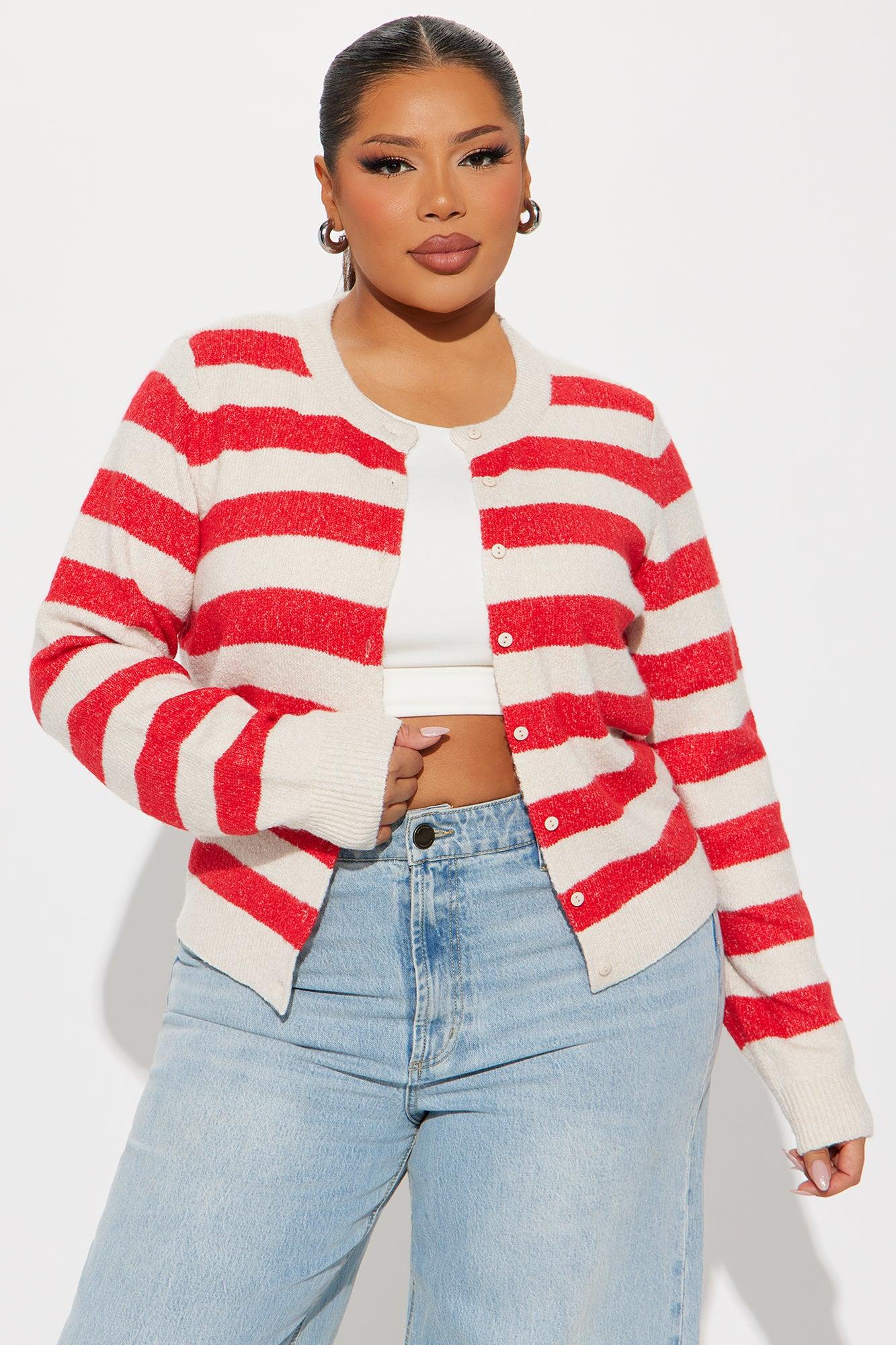 Perfect Stripes Cardigan - Red/combo Product Image