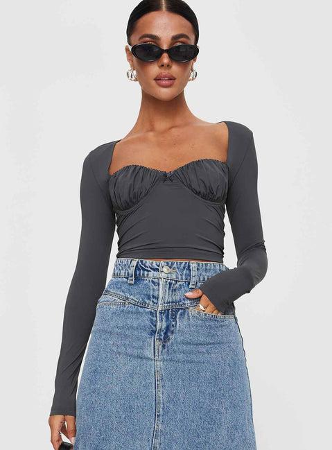 Candyce Long Sleeve Top Slate Product Image