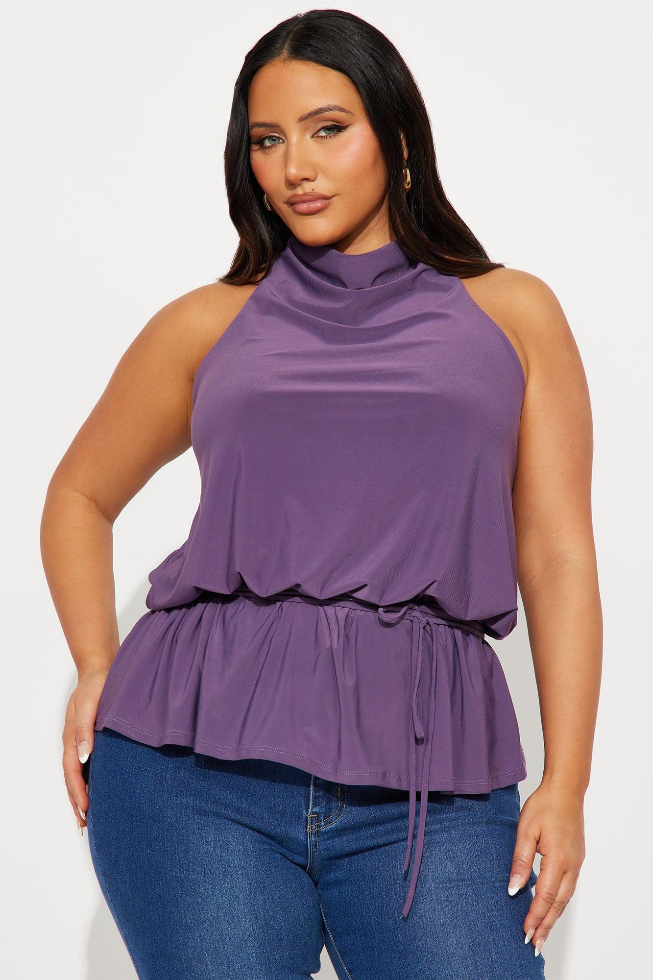 Beth High Neck Halter Top - Plum Female Product Image