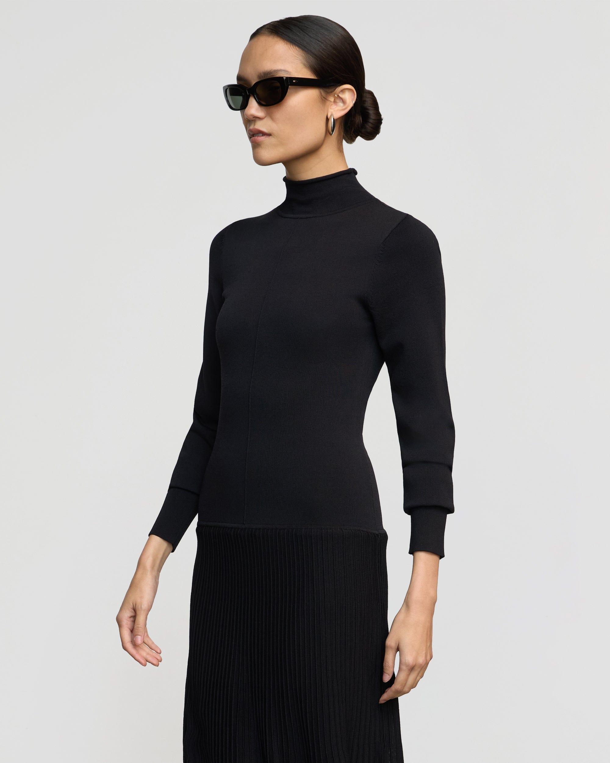 Chandra Ottoman-Knit Long-Sleeve Dress Product Image
