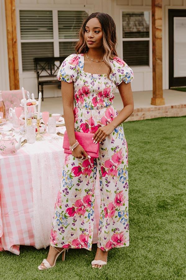 Greek Dreaming Smocked Jumpsuit Product Image