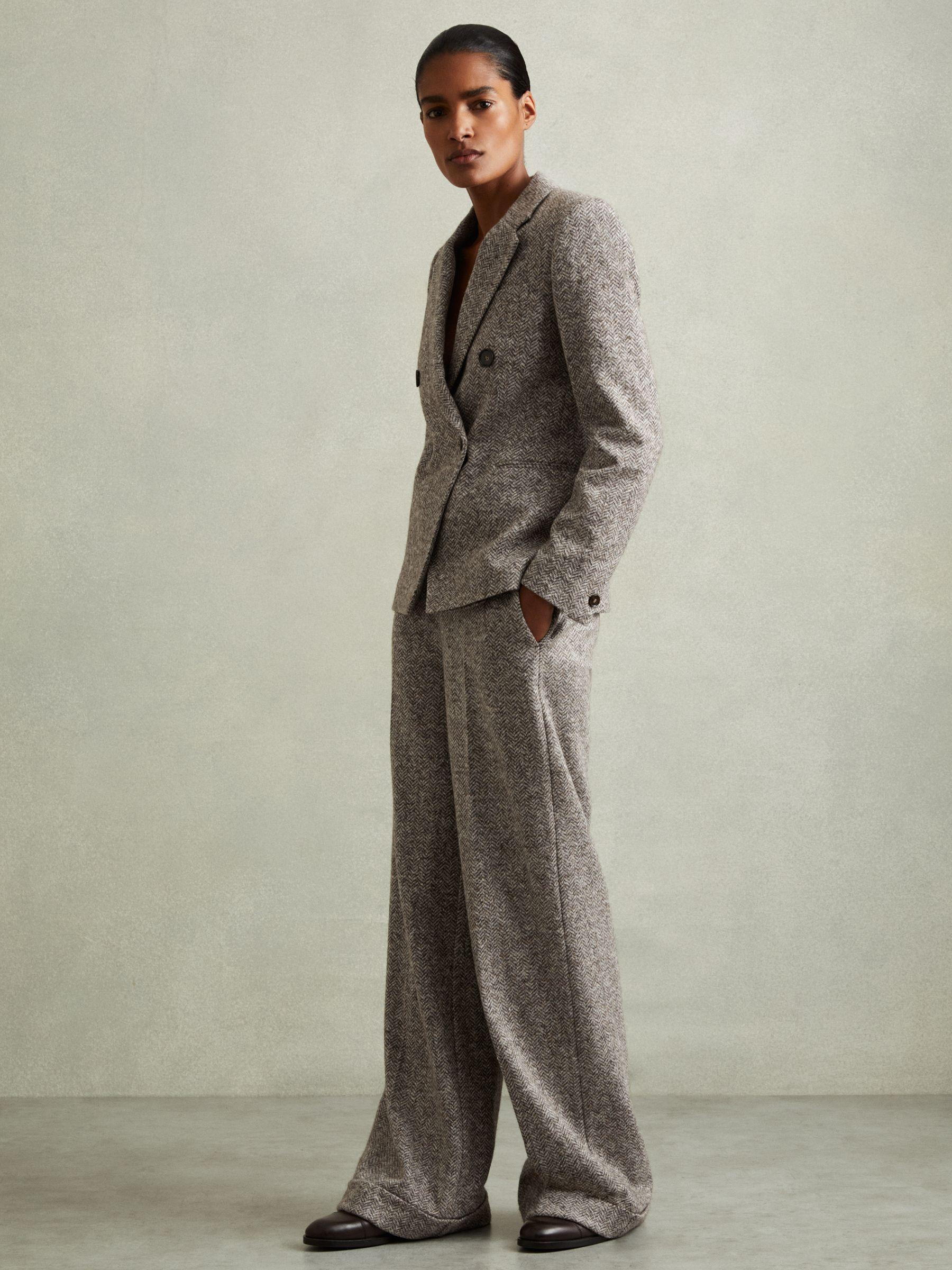 Wool and Cotton-Blend Tweed Suit Jacket in Grey Product Image