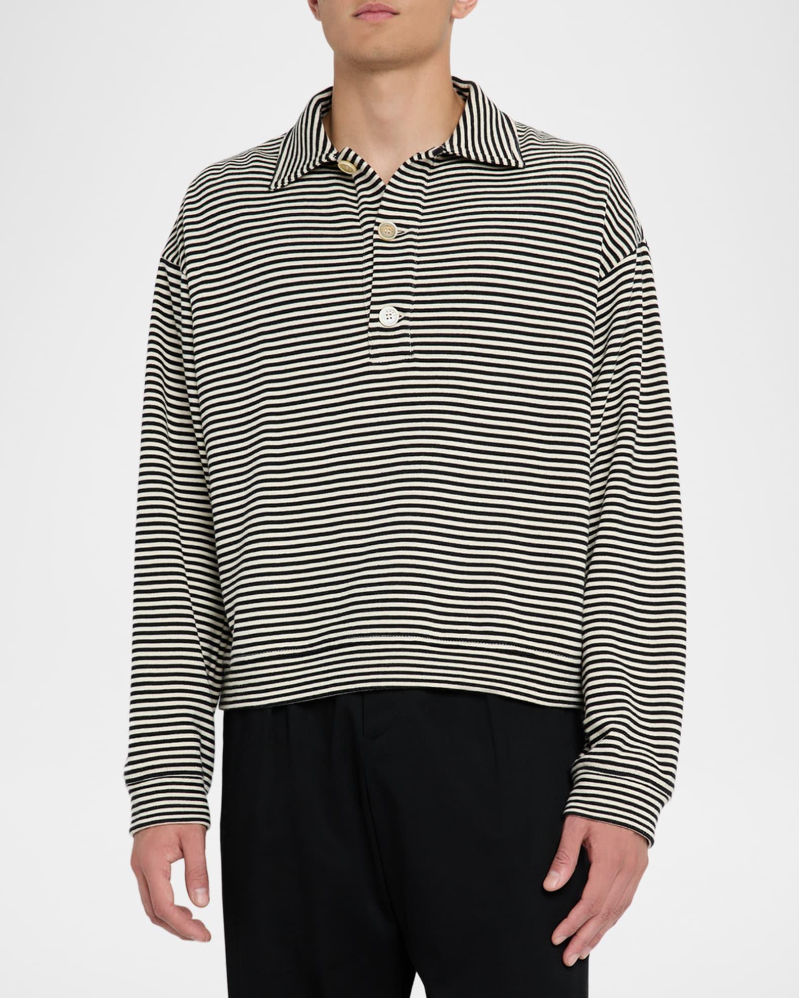 Men's Sailor Stripe Cotton Polo Sweatshirt Product Image