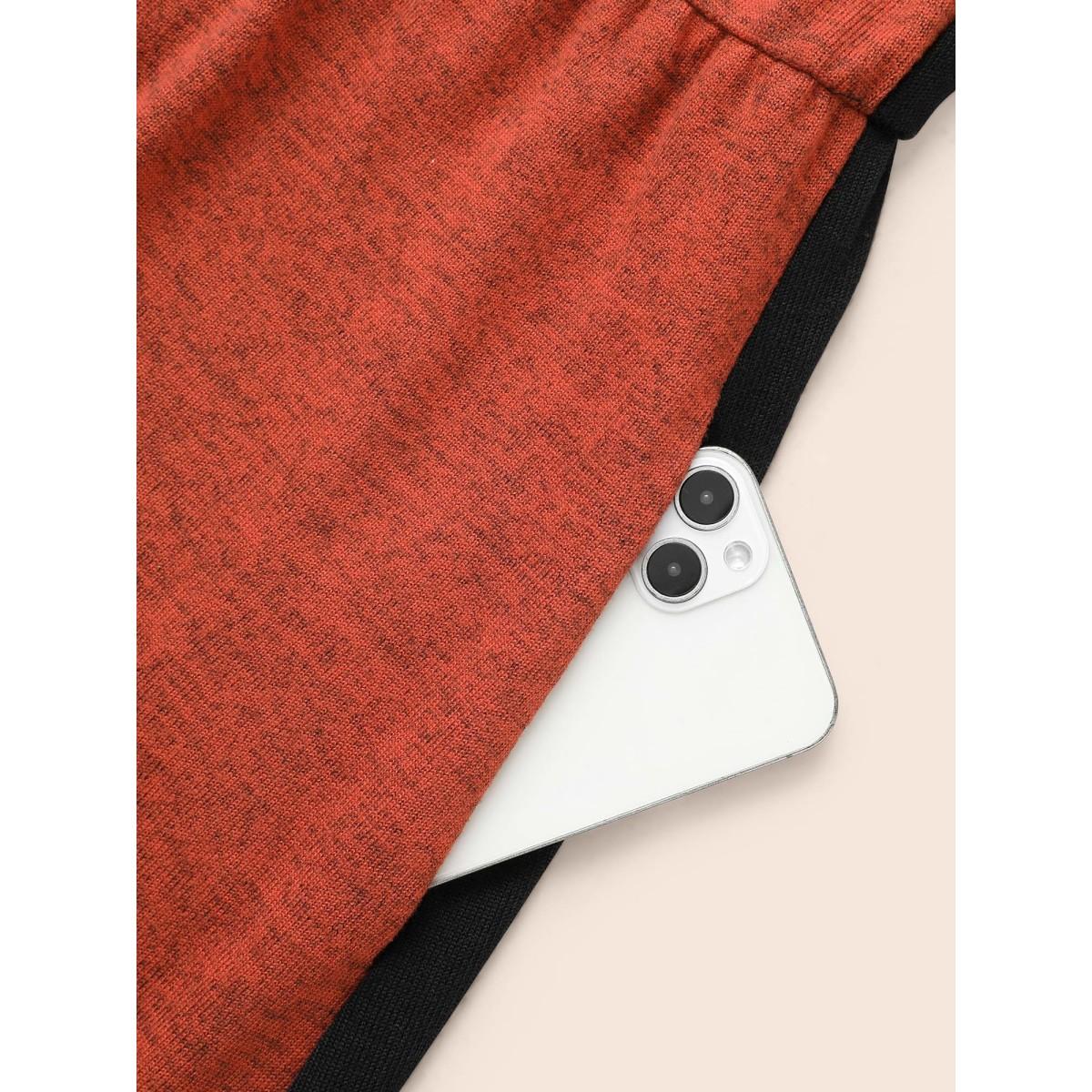 Plus Size Contrast Patchwork Lantern Sleeve Dress Black Women Casual Contrast Round Neck Long Sleeve Curvy BloomChic 30/6X Product Image