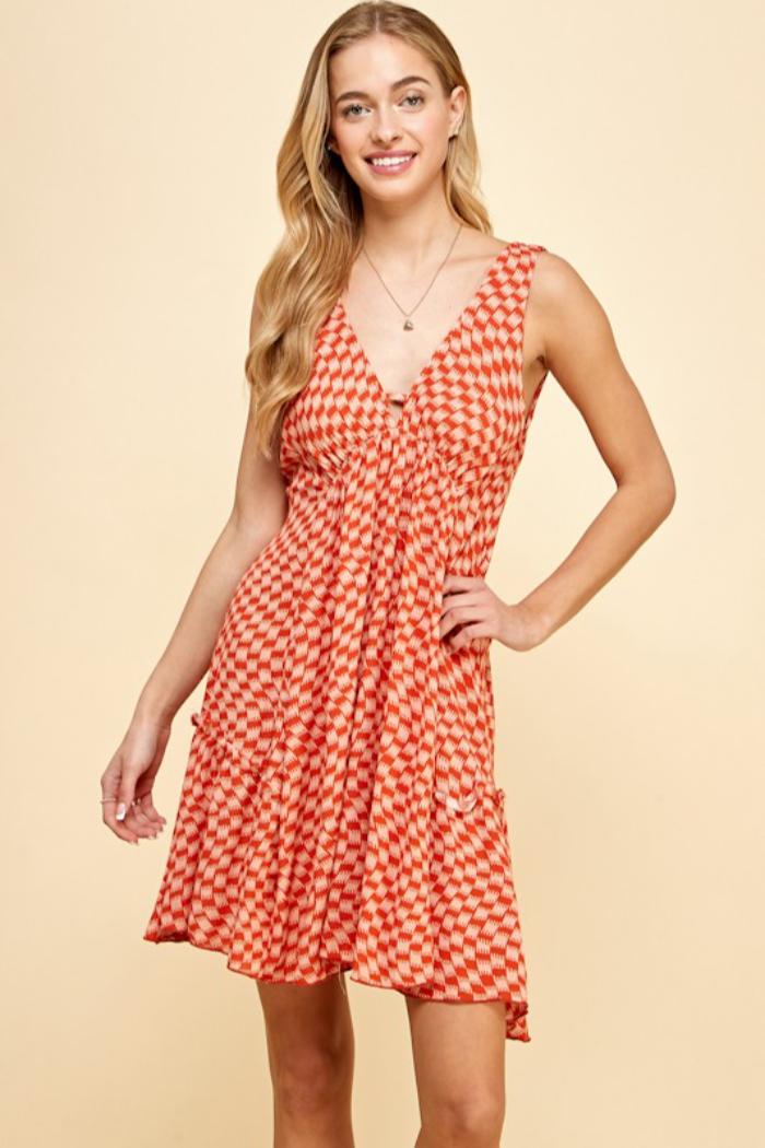 Waved Geo Printed Full Dress Product Image