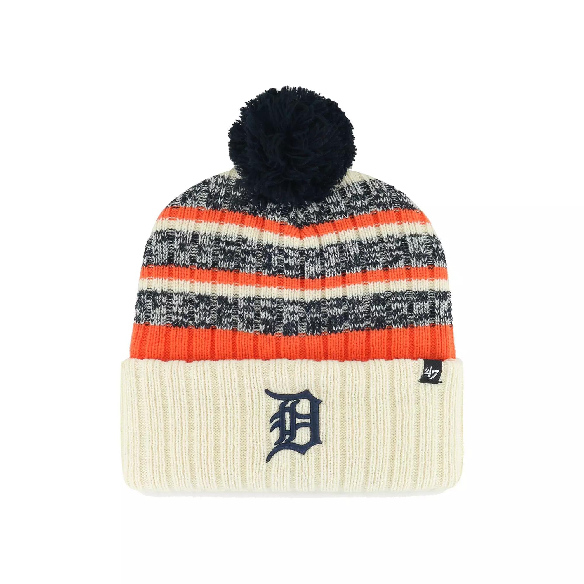Men's '47 Natural Detroit Tigers Tavern Cuffed Knit Hat with Pom, Beige Product Image