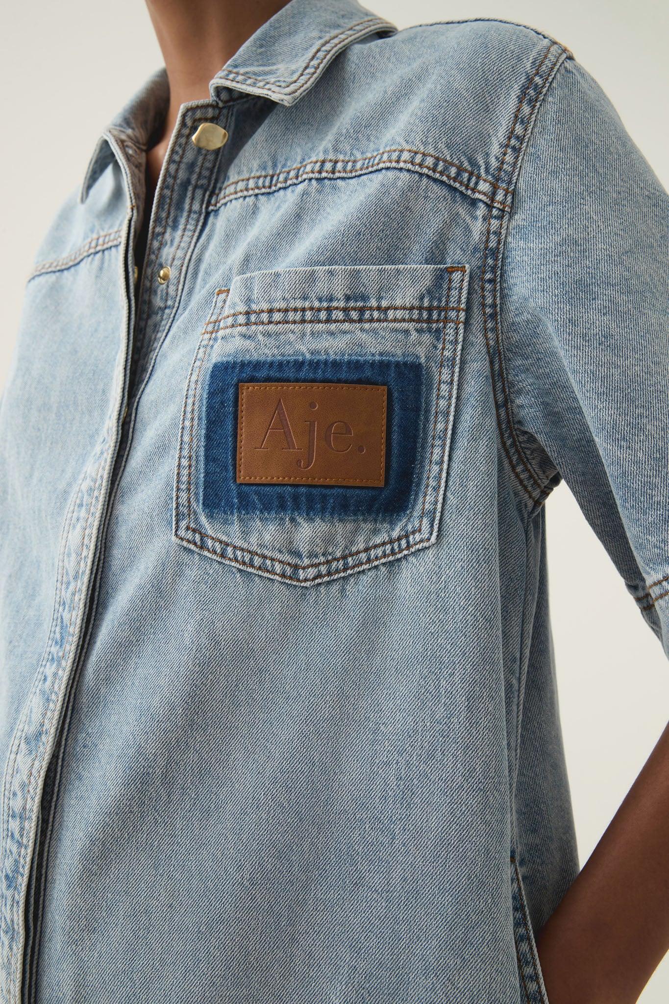 Aura Denim Mini Tunic Dress Product Image