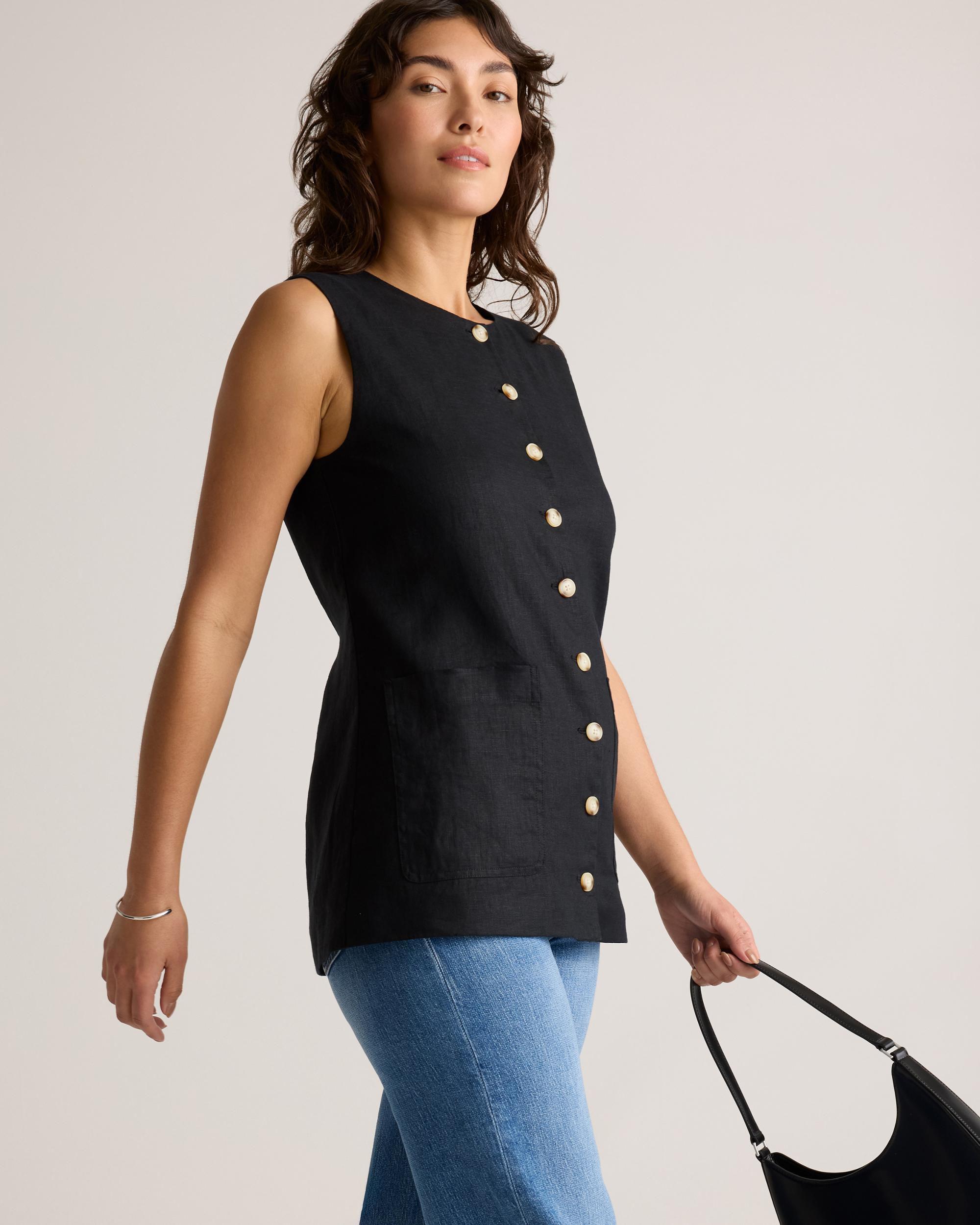 Quince | Women's 100% European Linen Longline Vest Size XS Product Image
