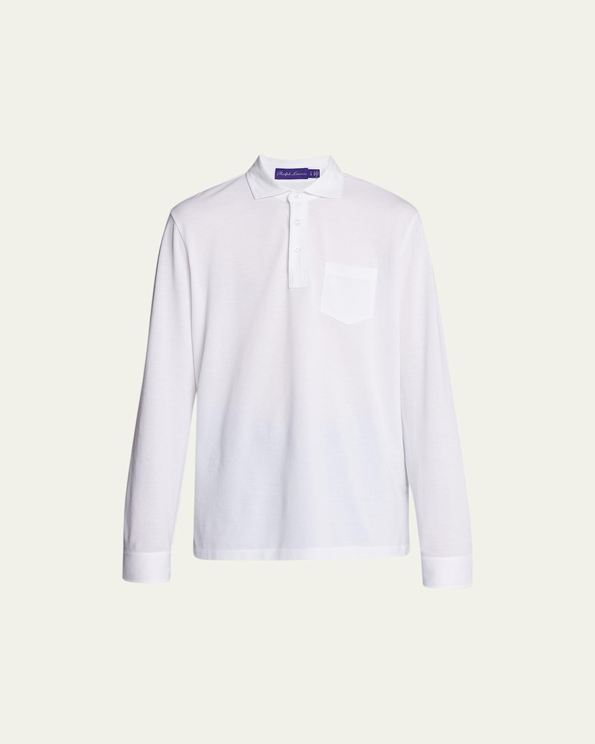 Mens Washed Non-Logo Long Sleeve Polo Product Image