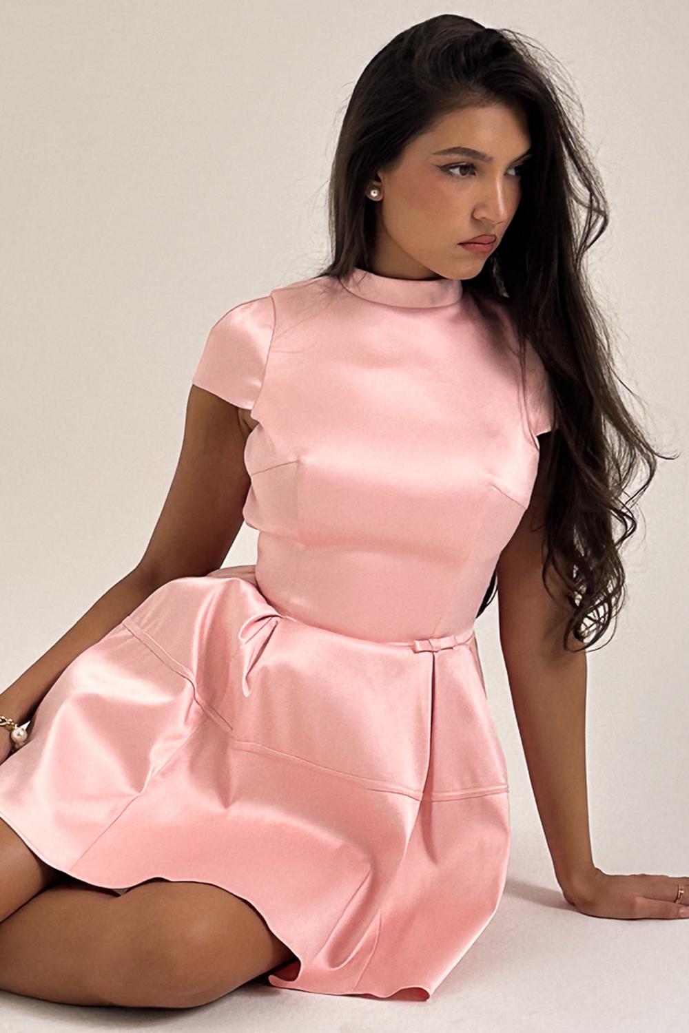 Saida  parisian pink backless mini dress - sale Product Image