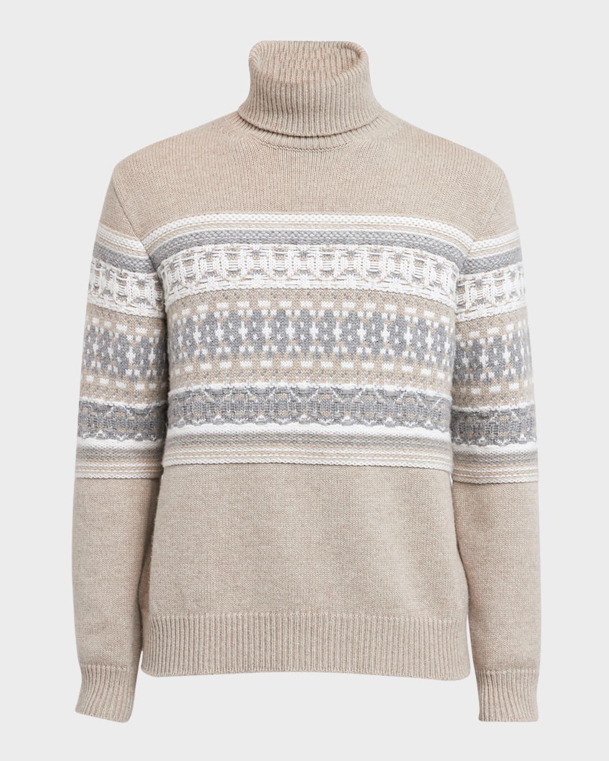 Men's Cashmere Jacquard Fair Isle Turtleneck Sweater Product Image