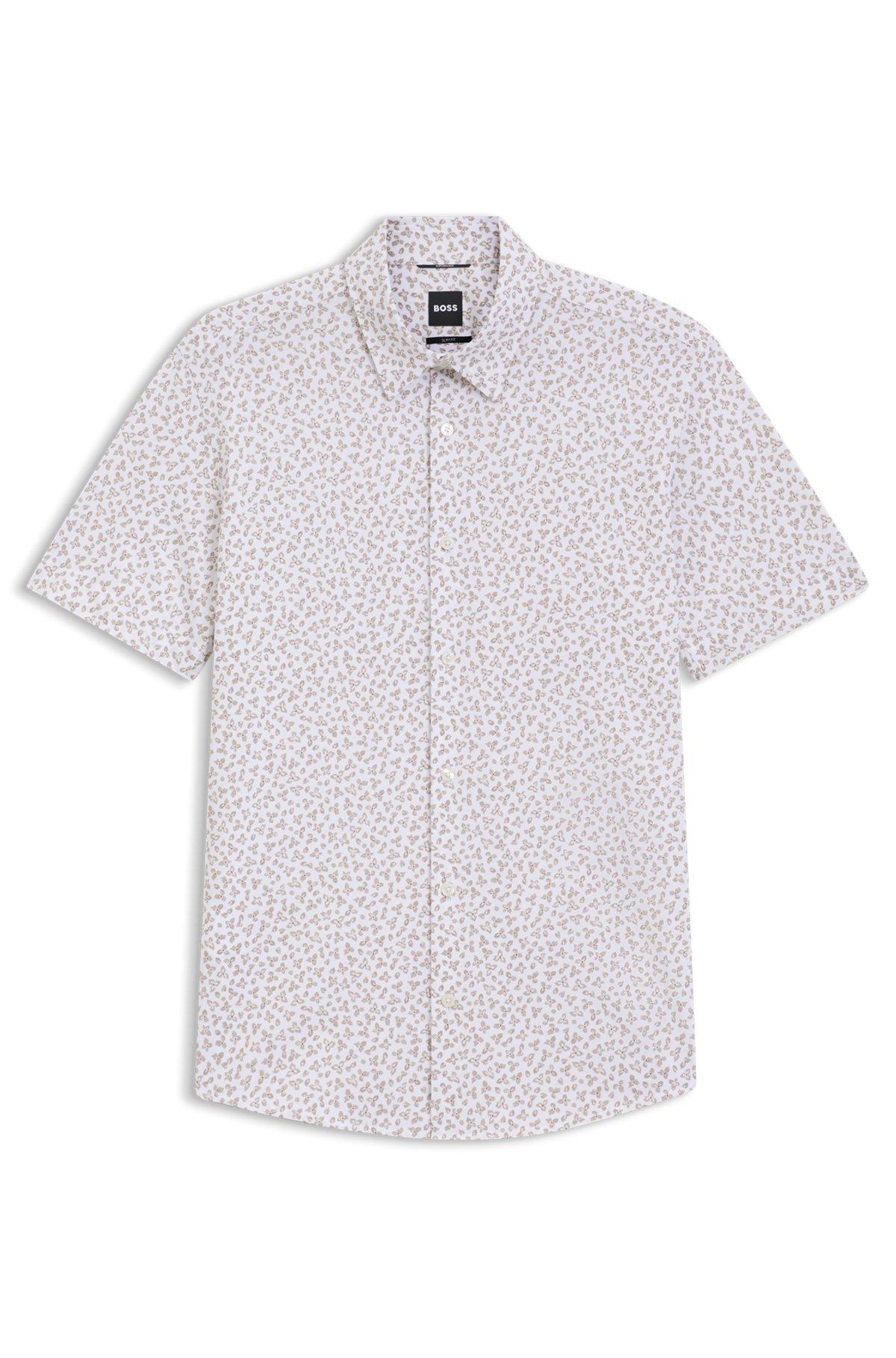 Printed slim-fit shirt in cotton-blend jersey Product Image