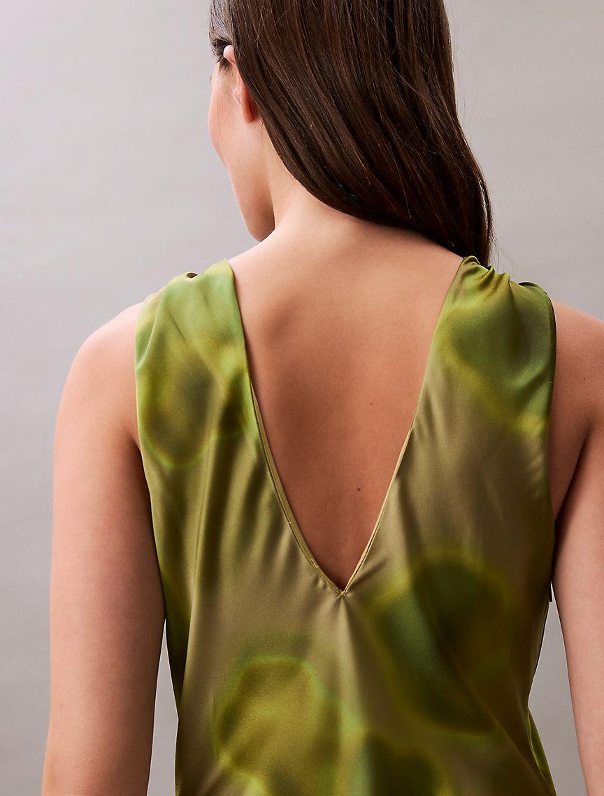 Printed Crushed Satin Midi Dress  Product Image