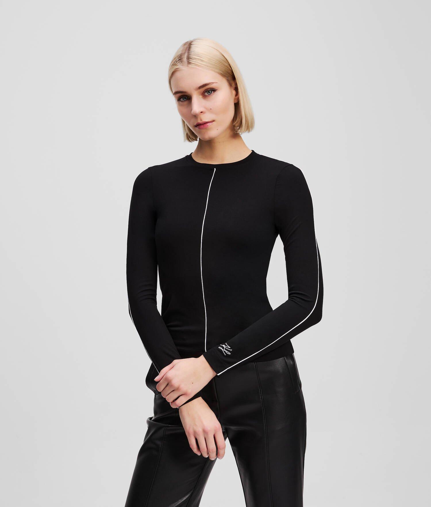 CONTRAST PIPING LONG-SLEEVED TOP Product Image
