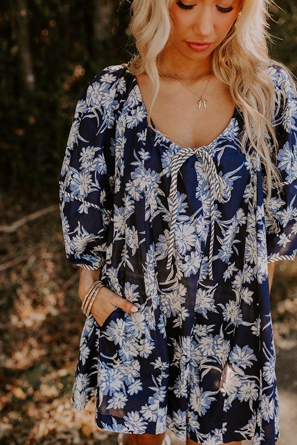 Vino On The Veranda Floral Romper in Navy Product Image