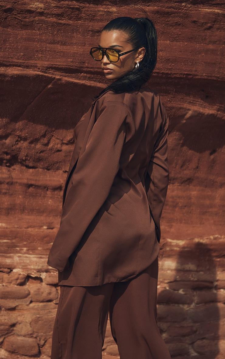 Chocolate Brown Woven Oversized Suit Jacket Product Image