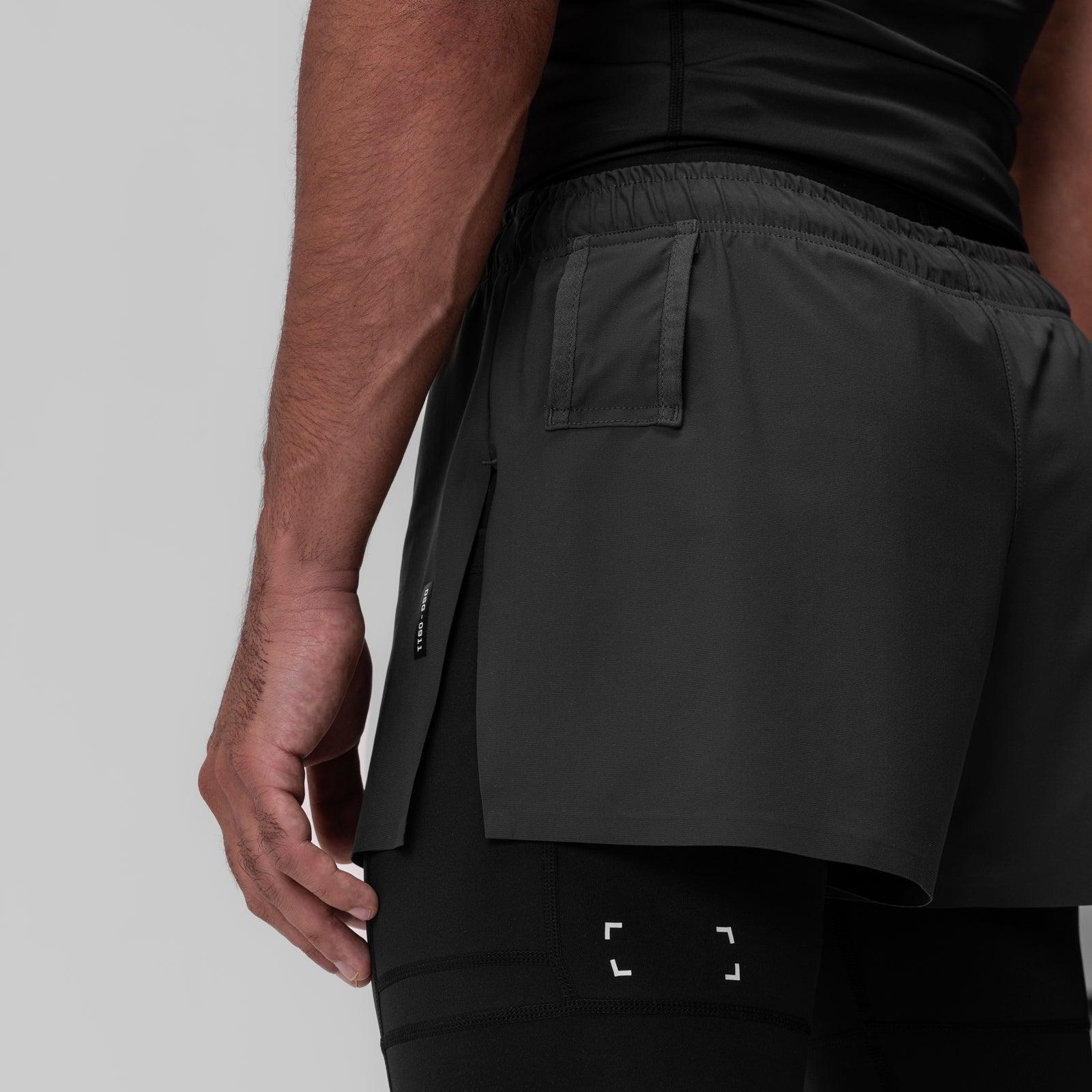 0911. Tetra-Lite® 2-in-1 High Split Legging Short - Space Grey "Cyber"/Black Male Product Image