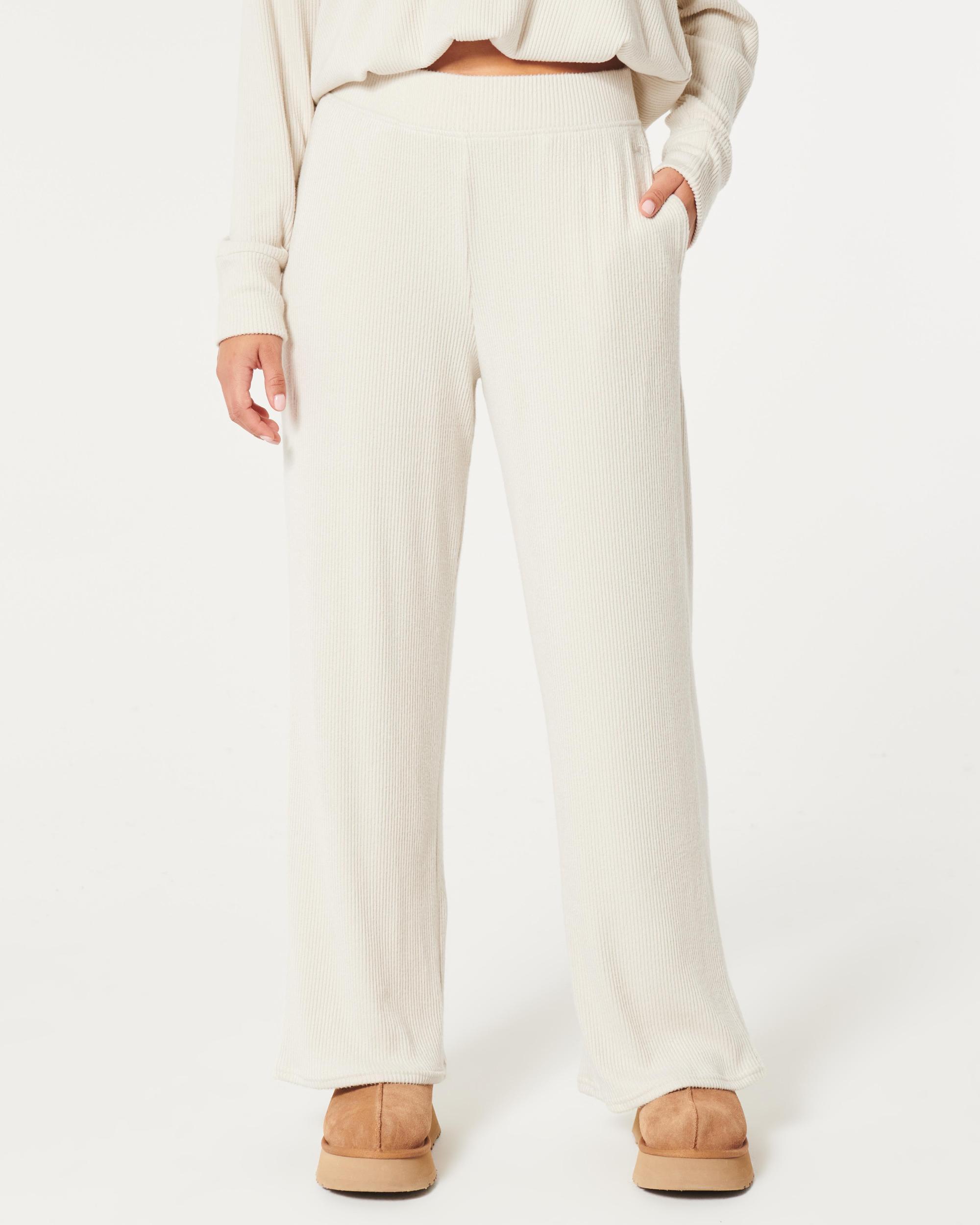 Cozy Ribbed Wide-Leg Pants Product Image
