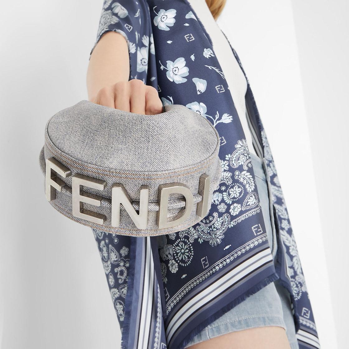 Fendigraphy MiniGray washed denim-effect leather mini-bag Product Image