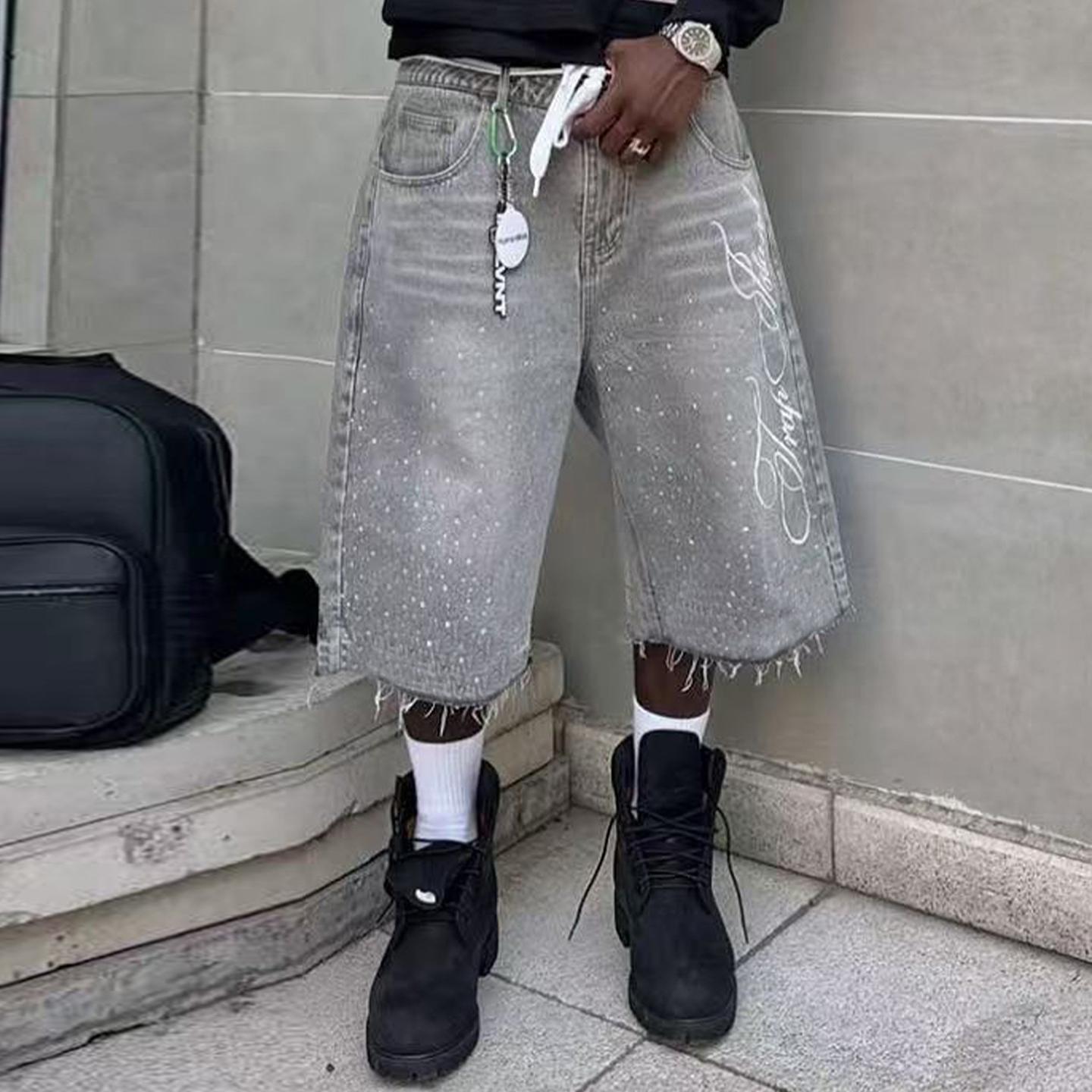 Vintage Washed High Street Jorts Distressed Denim Shorts Product Image