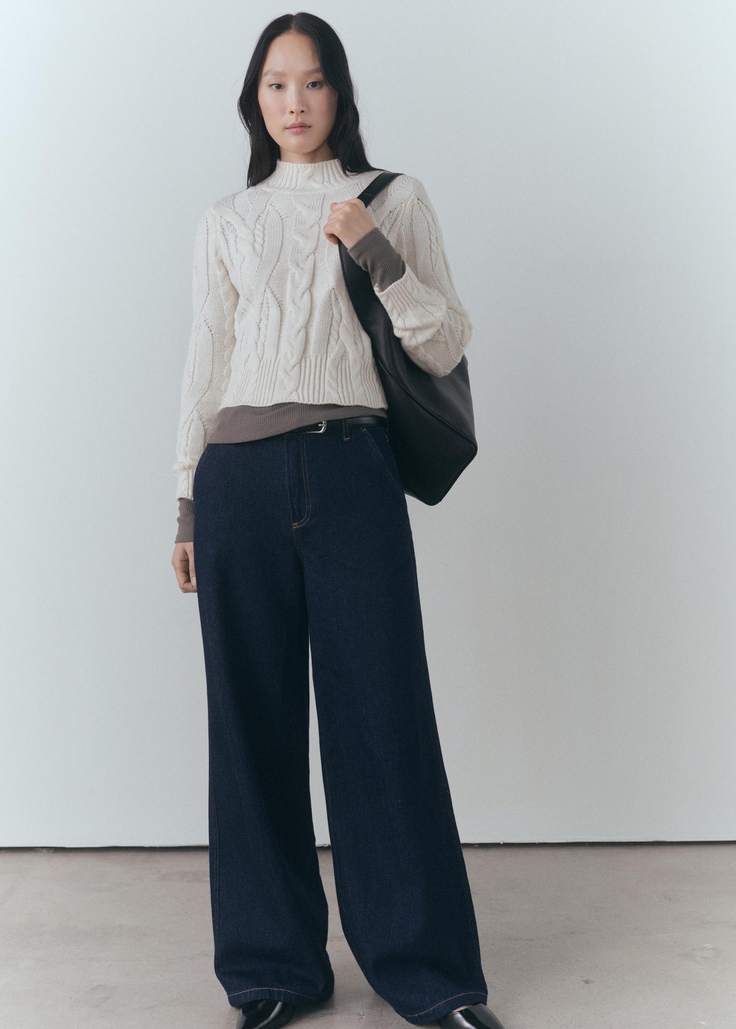 Braided sweater with perkins neck - Women | MANGO USA Product Image