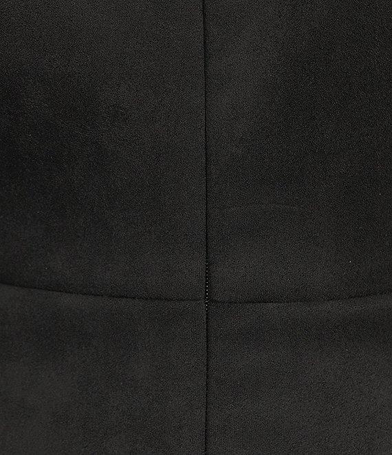 Gibson & Latimer Faux Suede Asymmetric Neck One Shoulder Off-The-Shoulder Short Sleeve Ruched Sheath Midi Dress Product Image