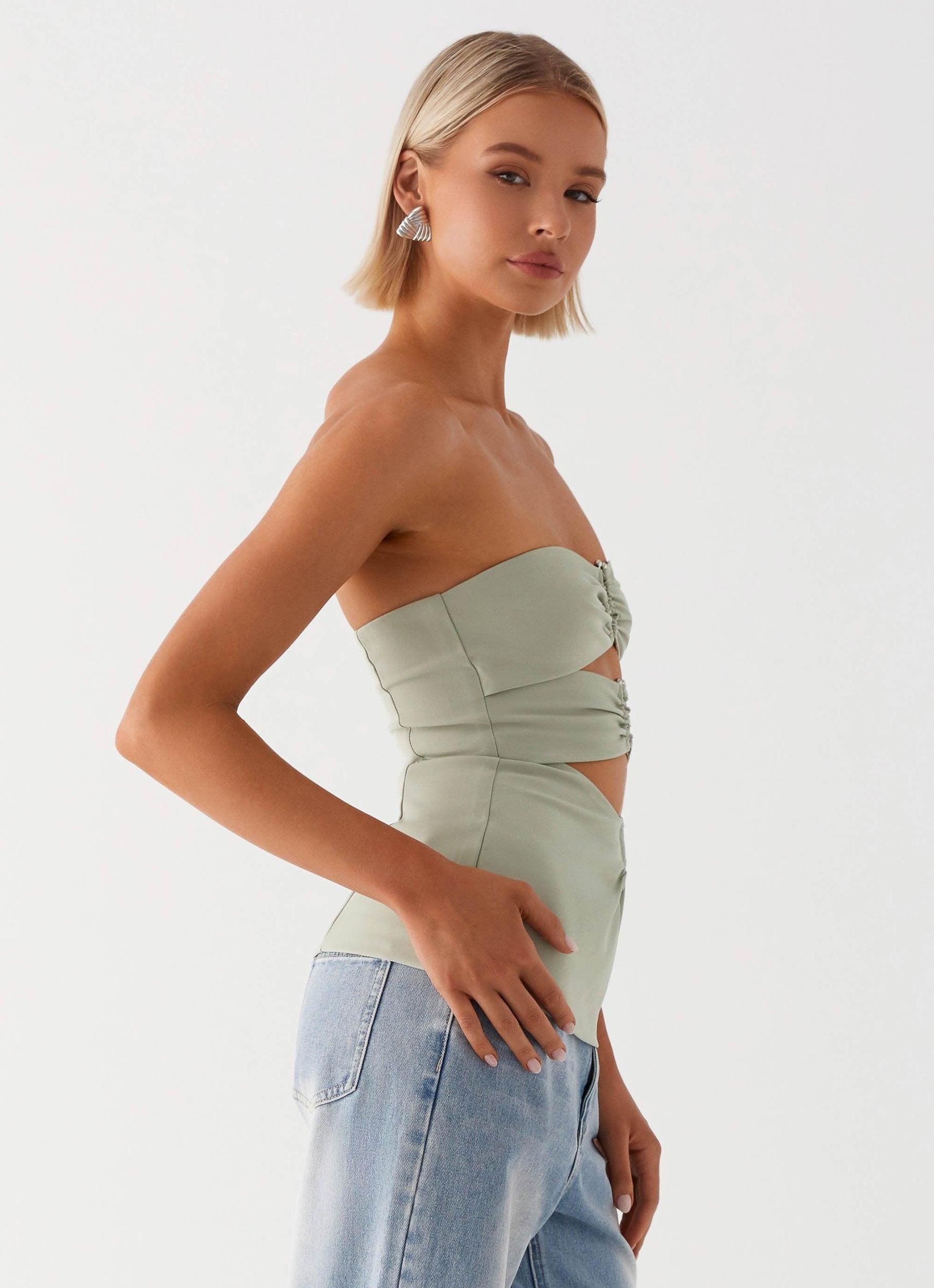 Micha Strapless Top - Khaki Product Image