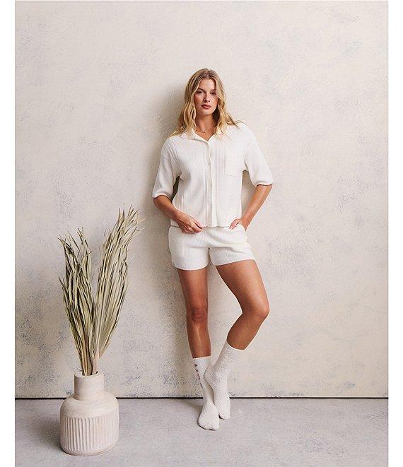 Barefoot Dreams CozyChic Ultra Lite Contrast Scallop Short Sleeve Shirt and Short Set Product Image