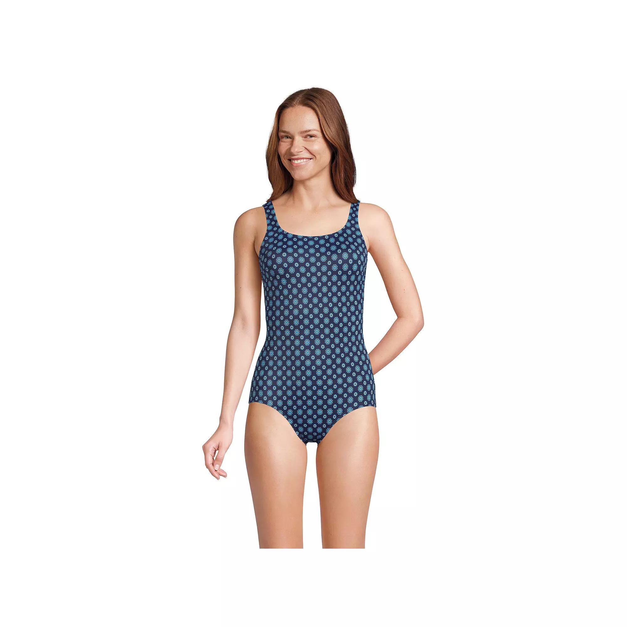 Women's Lands' End D-Cup Chlorine-Resistant Tugless Sporty One-Piece Swimsuit,  Product Image
