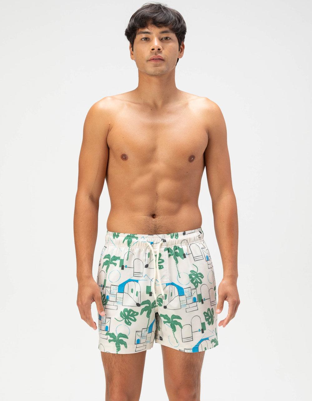 RSQ Mens Old Town Swim Shorts - TAUPE Product Image
