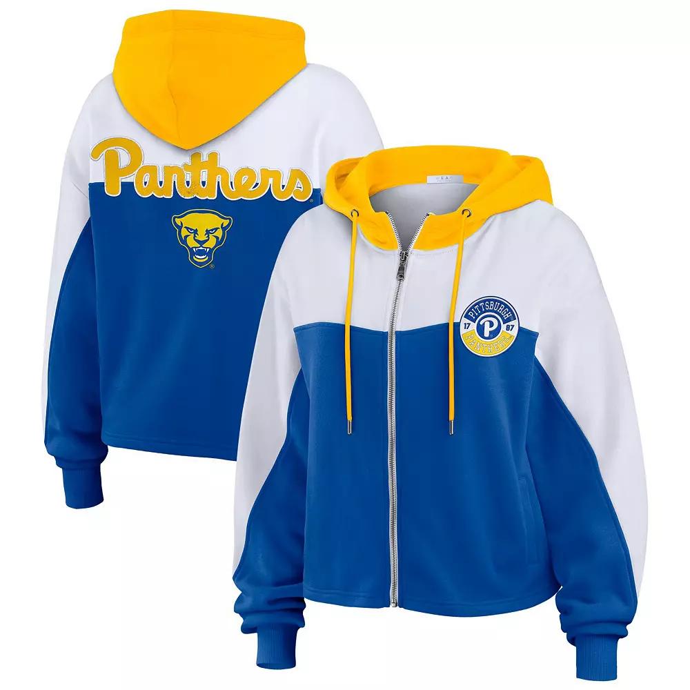 Women's WEAR by Erin Andrews Royal Pitt Panthers Color-Block Full-Zip Hoodie, Size: XXL, Blue Product Image