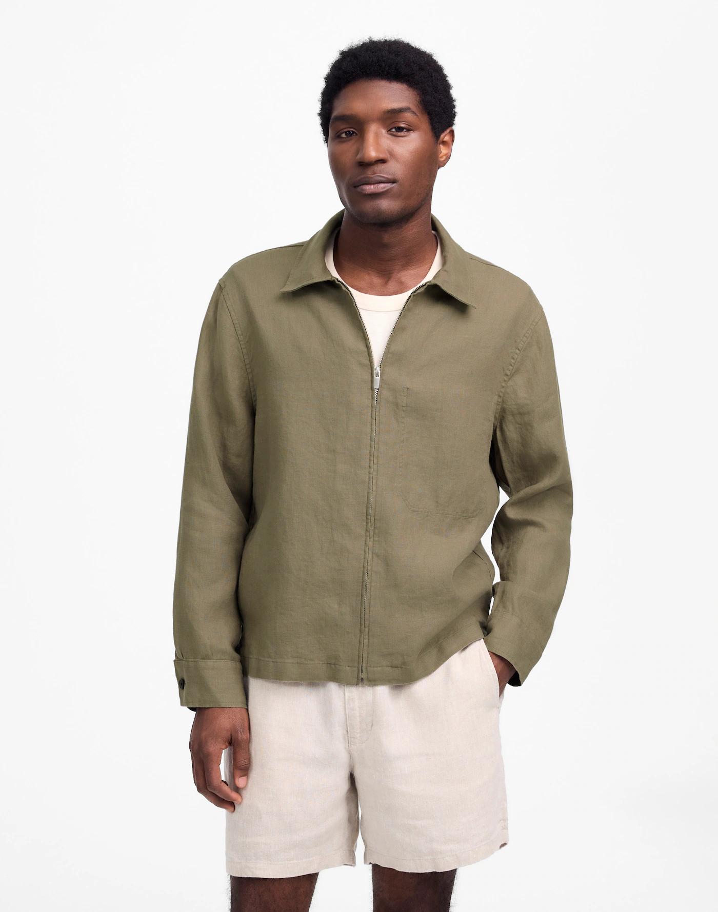 Linen Zip-Front Shirt Jacket Product Image