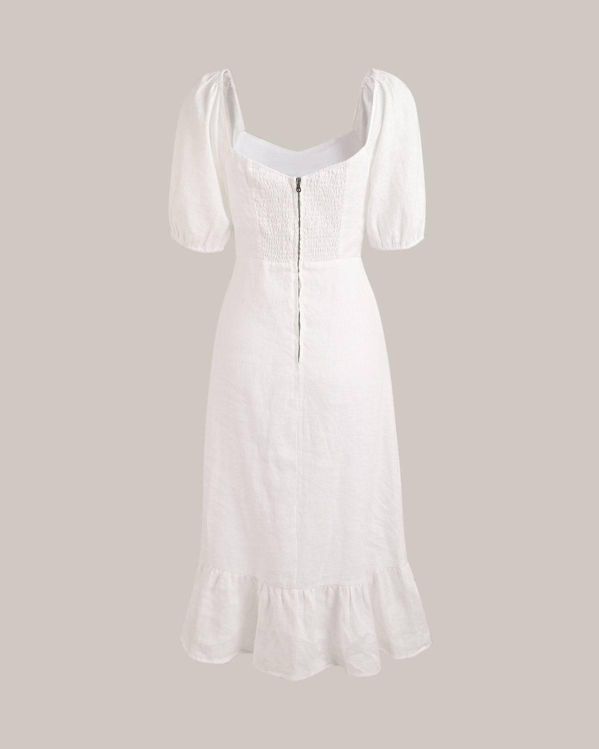 Puff Sleeve Split Hem Midi Dress Female Product Image