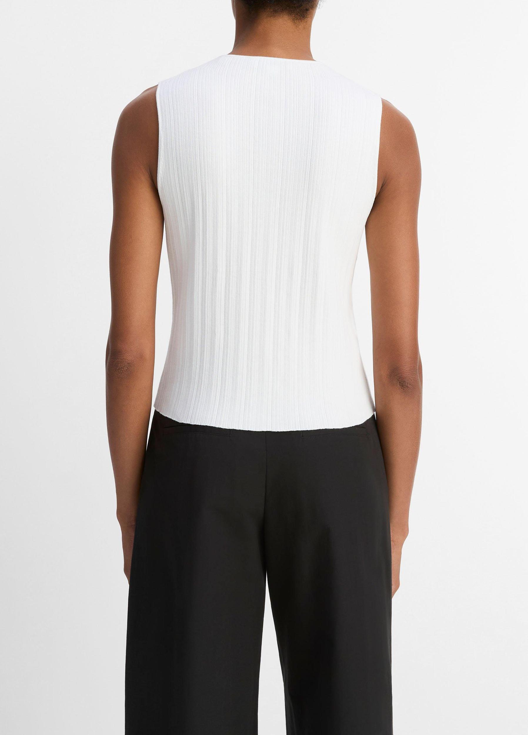 Ribbed Italian Cotton-Blend Button-Front Sweater Shell Product Image