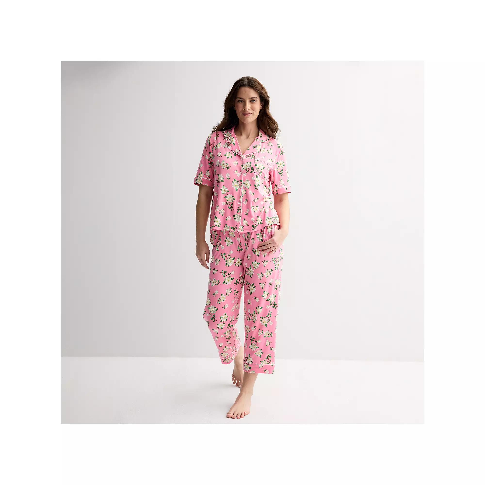 Women's Draper James 2-Piece Cozy Elbow Sleeve Notch Pajama Top and Pajama Pants Set,  Product Image