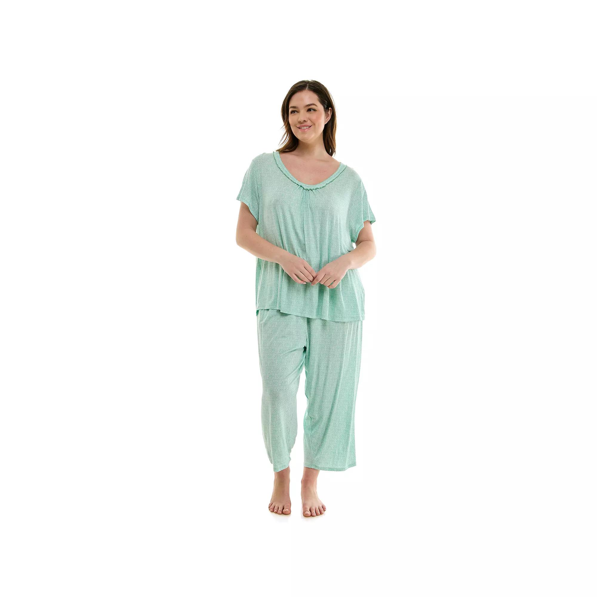 Plus Size Croft & Barrow® Print Short Sleeve Pajama Top & Pajama Pants Sleep Set, Women's, Size: 3XL, Visionary Geo Product Image