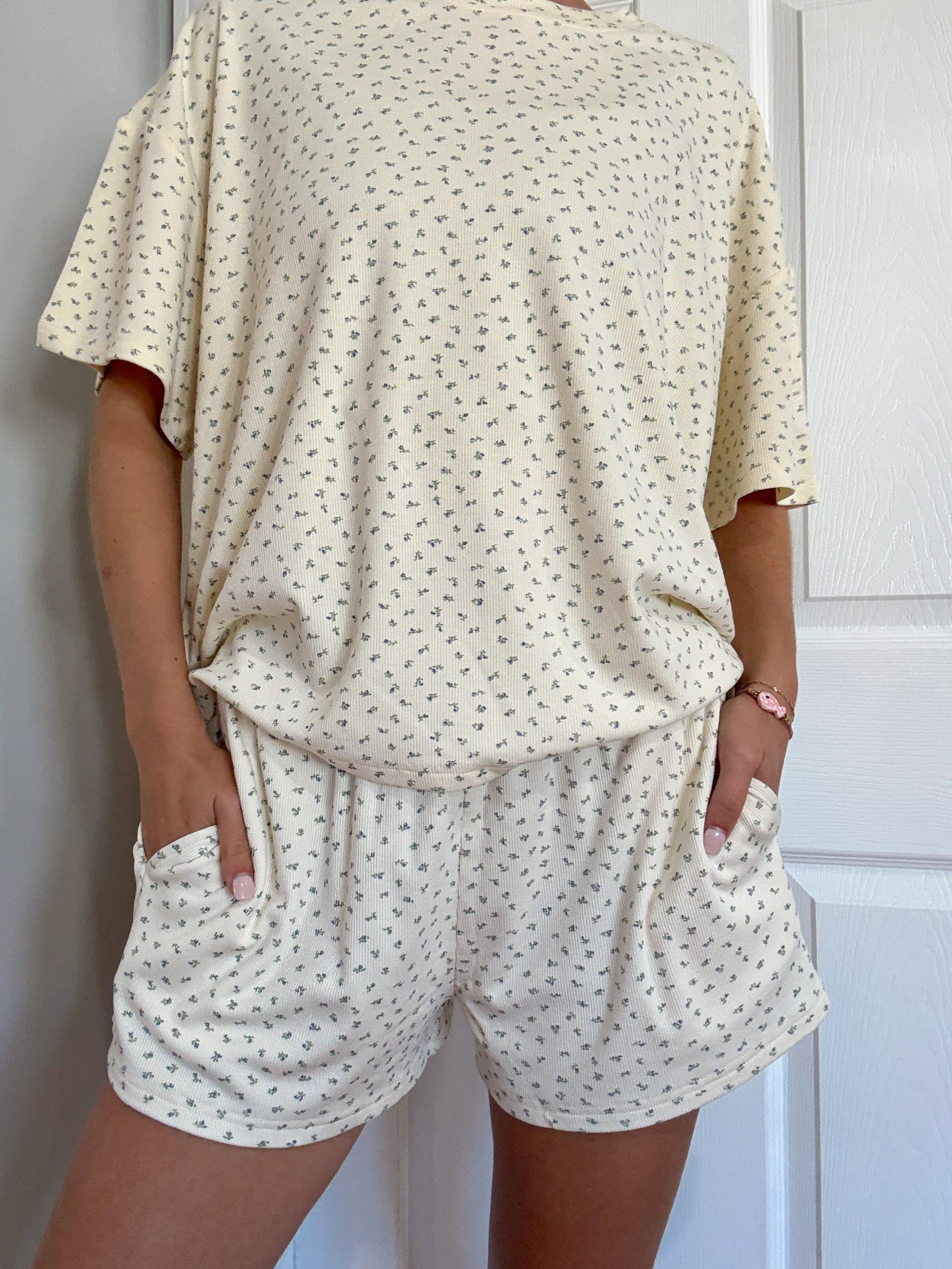 Pale Floral Pajama Shorts Product Image