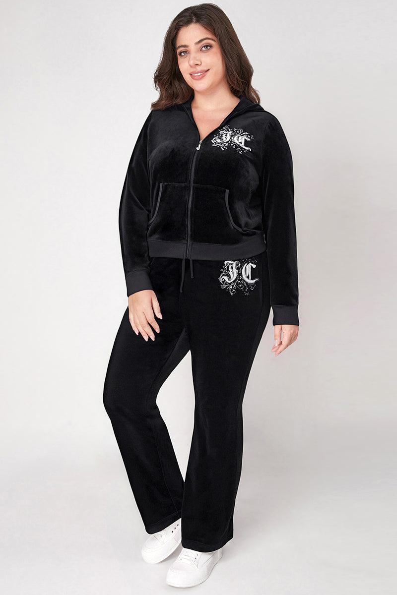 Plus-Size Monogram Heritage Cotton Velour Track Pants Product Image