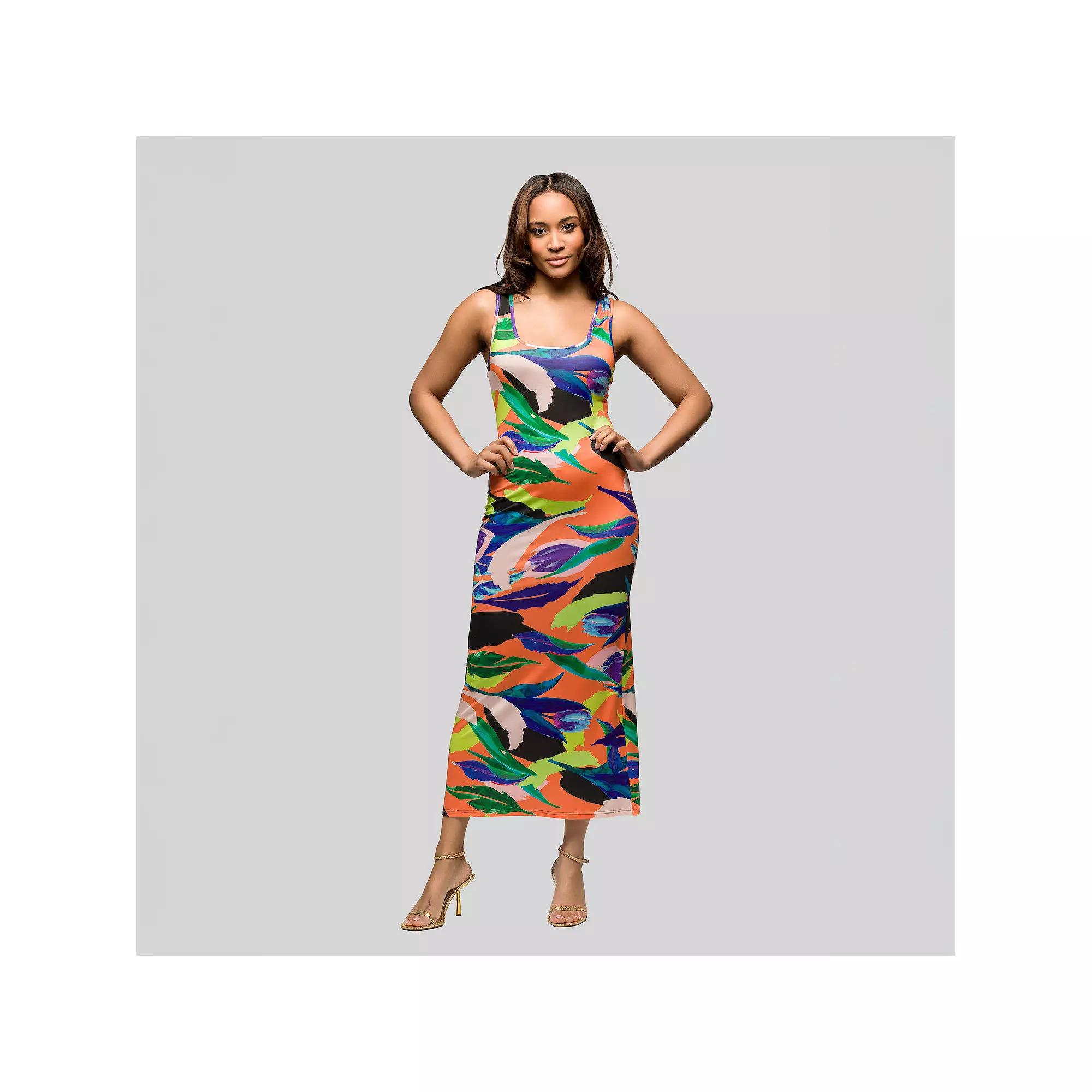 Women's 24Seven Comfort Apparel Razorback Casual Tank Maxi Dress, Size: Medium, Orange Team Product Image