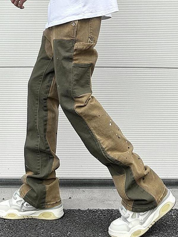 Men's Colour Block Loose Jeans Product Image