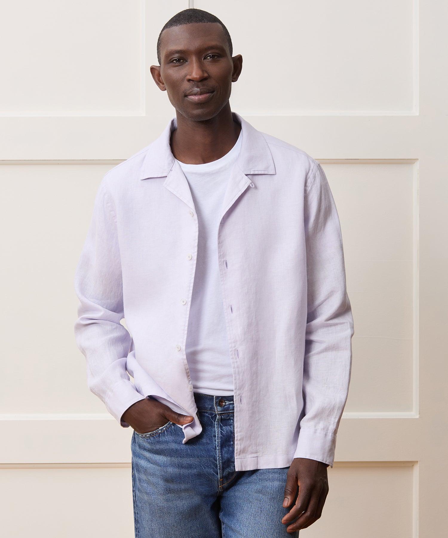 Cropped Sea Soft Irish Linen Camp Collar Shirt Product Image