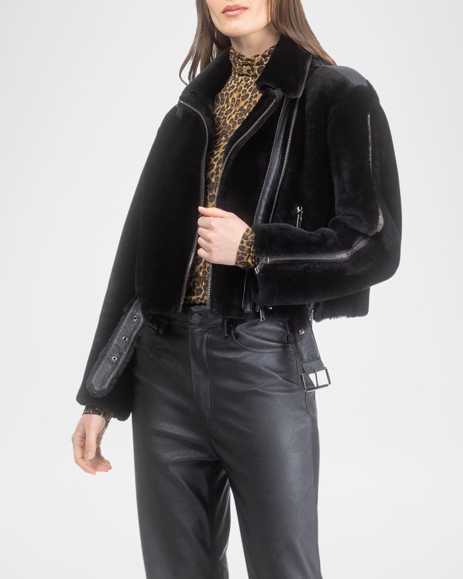 Shearling Lamb And Leather Moto Jacket Product Image