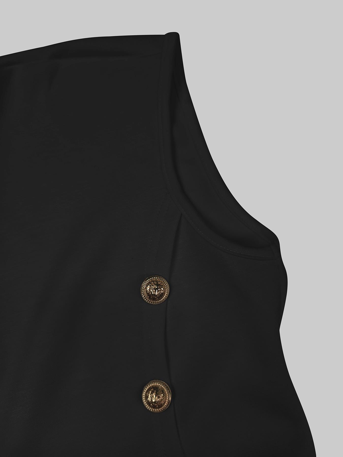 Loose Sleeveless Solid Color Split-side Shawl Collar Maxi Dresses Product Image